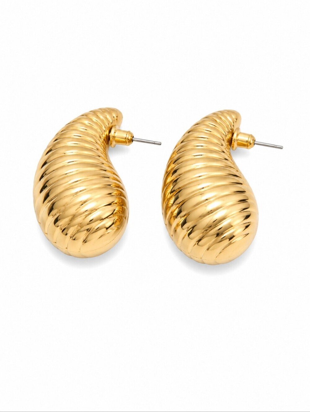 3/$25 CATO Chunky Gold Ribbed Teardrop Post Earrings